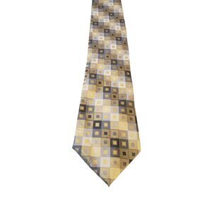 NWT do Calvin Klein Neck Tie Mens Cream Gray Geometric 100% Silk Business Church